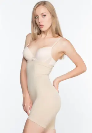 Corset cu Talie Înaltă și Fără Cusături, Bej