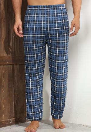Pantaloni de pijama bărbați – bleumarin cu model carouri albe și pătrățele negre, confort sporit
