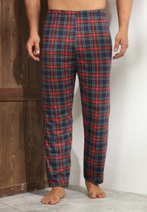 Pantaloni pijama bărbați albastru închis cu design în carouri roșii – croială relaxantă