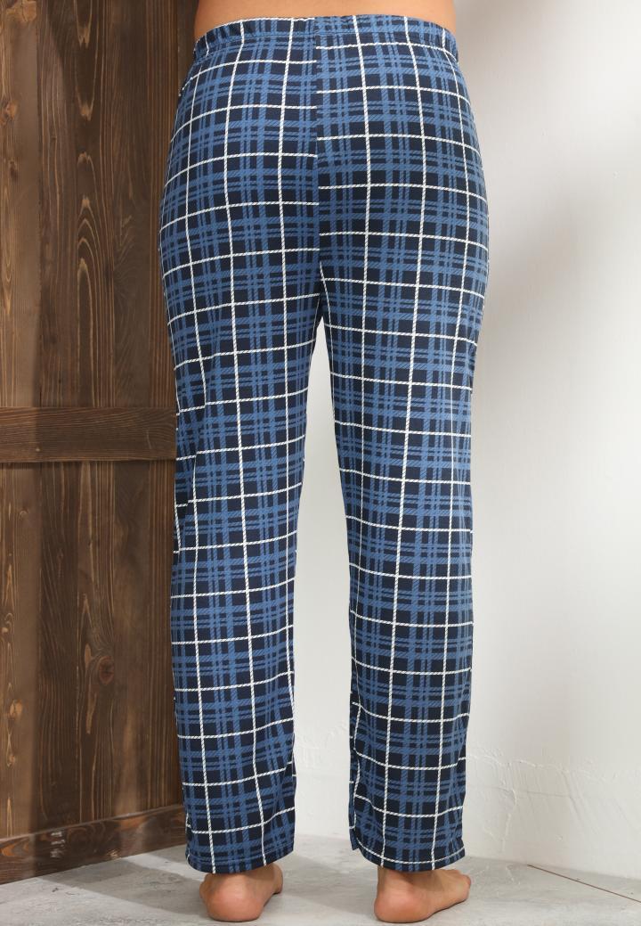 Pantaloni pijama bărbați carouri navi – design lejer și relaxant