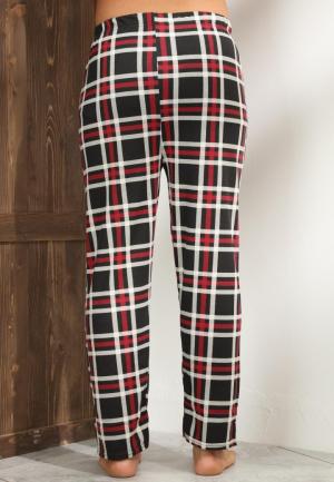 Pantaloni pijama bărbați carouri negri – roșii și albe, design lejer și relaxant
