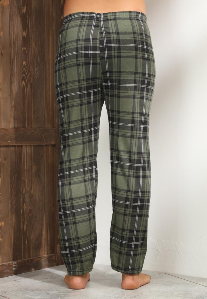 Pantaloni pijama bărbați carouri verde închis – design lejer și relaxant