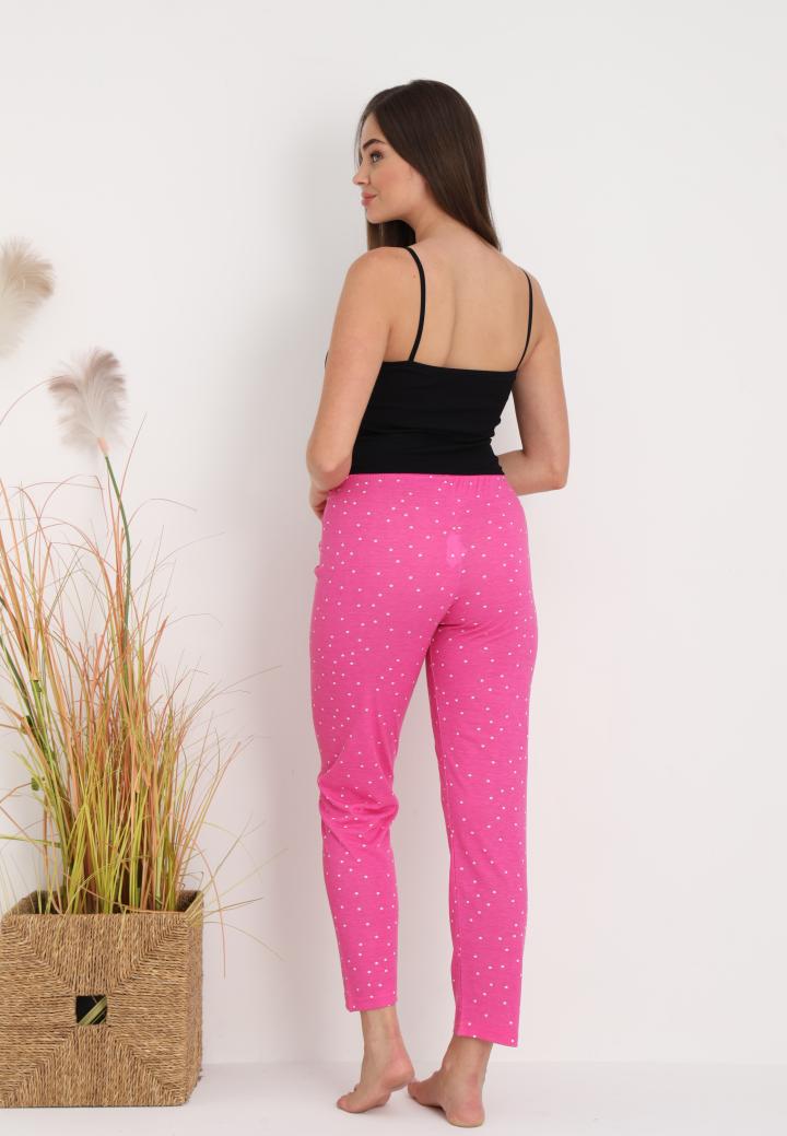 Pantaloni lungi de pijama damă imprimeu buline