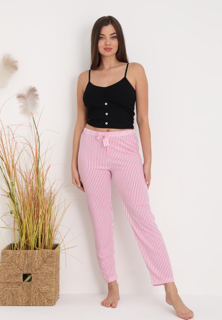Pantaloni lungi de pijama damă imprimeu dungi