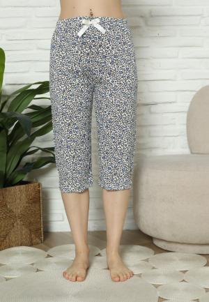 Pantaloni Pijama Damă Treisferturi, albastru, inimi