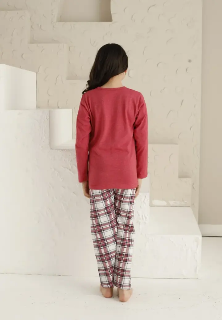 Pijama Fete Mânecă Lungă și Pantaloni Lungi,roz inchis,Super Kids
