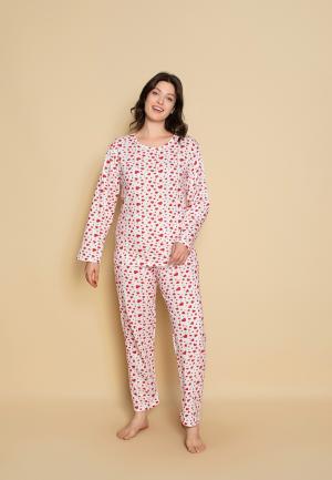 Pijama Dama Maneca Lunga și Pantaloni Lungi cu Inimoare