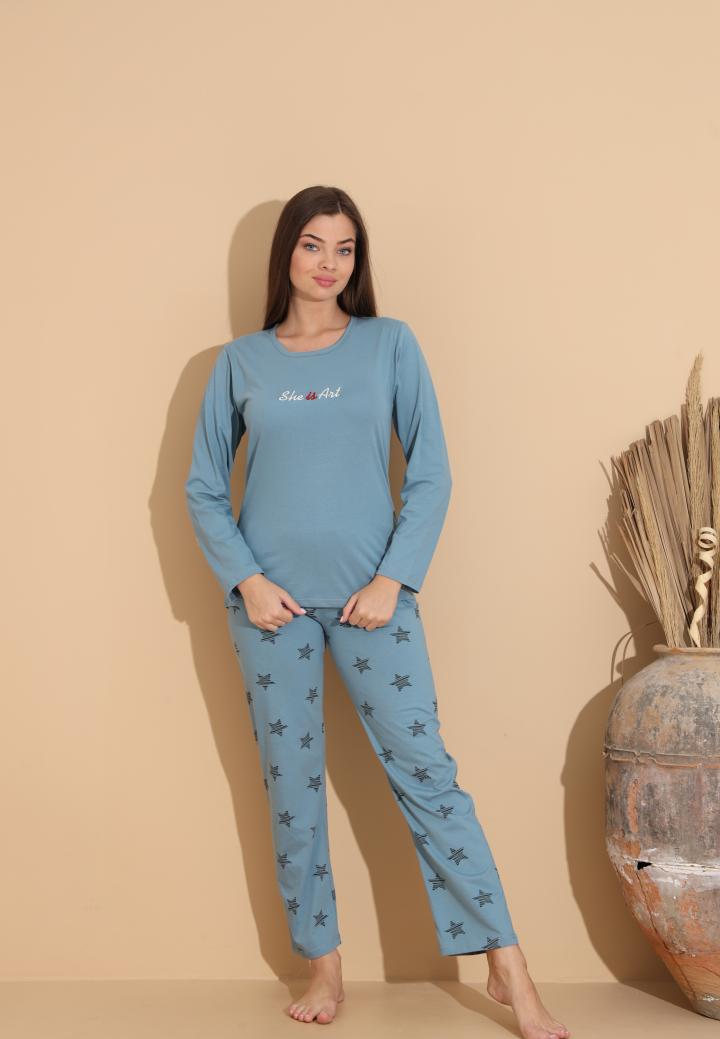 Pijama Dama Maneca Lunga Pantalon Lungi, She is Art