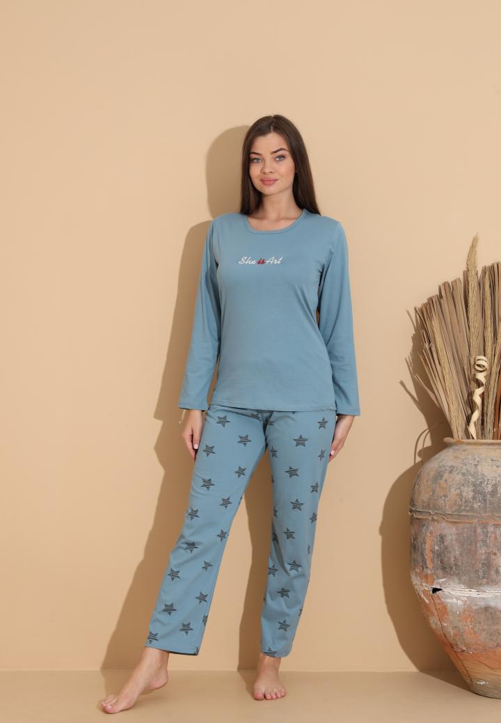 Pijama Dama Maneca Lunga Pantalon Lungi, She is Art