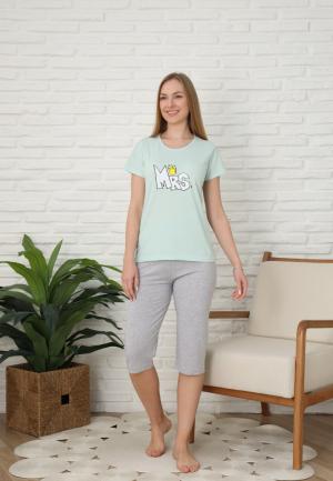 Pijama Dama cu Mâneca Scurtă și Pantaloni Trei Sferturi - Print MRS