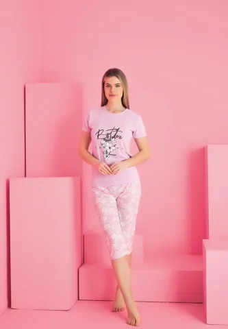 Pijama Damă Better – Set din Bumbac, Mâneca Scurtă & Pantalon 3/4