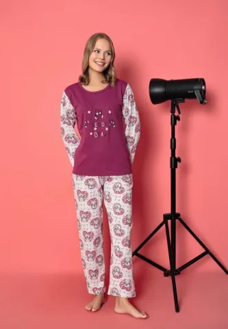 Pijama Damă – Model Urș cu Mâneci Lungi, Vătuită