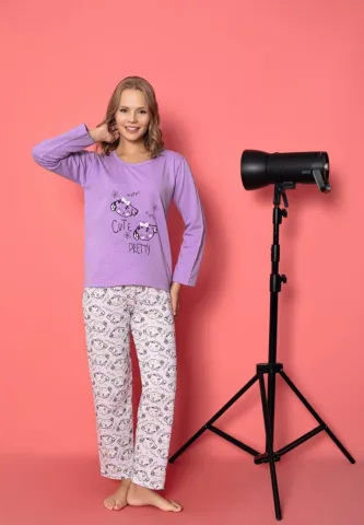 Pijama damă vătuită și confortabilă – Mâneci lungi, Happy Cute