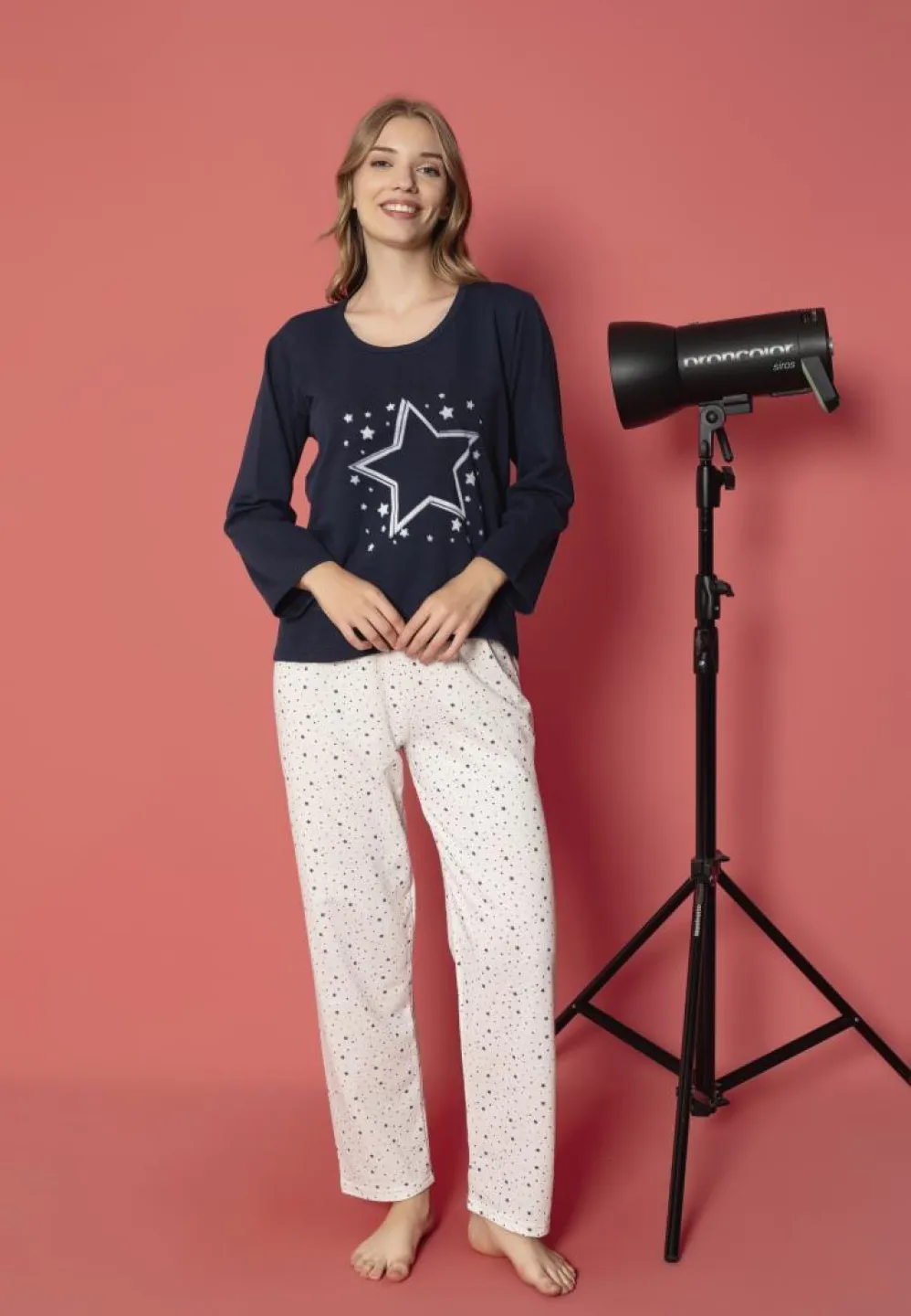 Pijama damă mâneci lungi confortabilă – Stele - 1