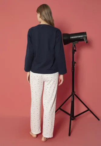 Pijama damă mâneci lungi confortabilă – Bleumarin hover