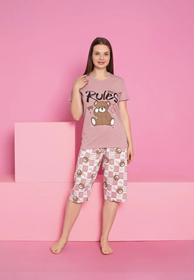 Pijama damă bumbac – model ursuleț, confort 3/4