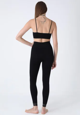 Colanți Damă cu Talie Modelatoare și Dantelă la Tiv – Siluetă Frumoasă hover