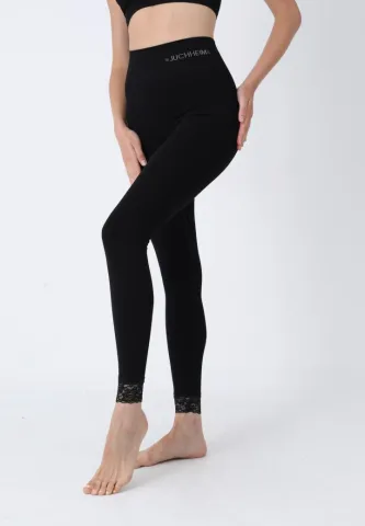Colanți Damă cu Talie Modelatoare și Dantelă la Tiv – Siluetă Frumoasă
