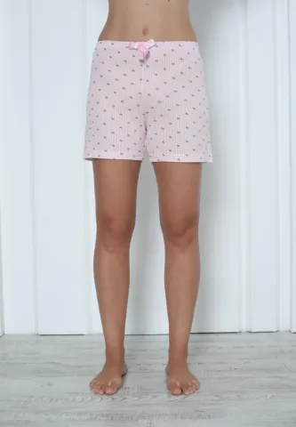 Pantaloni Scurți de Damă din Bumbac cu Print Inimi – Look Casual