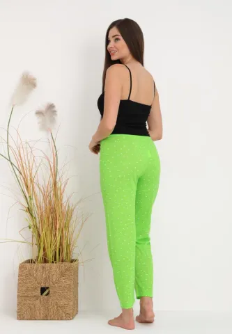 Pijamale Femei: Pantaloni Lungii cu Buline Verzi – Ideal pentru Relaxare hover