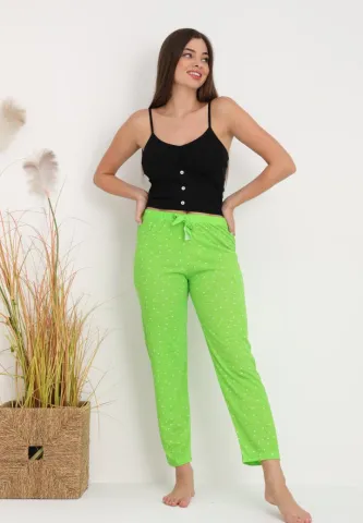 Pijamale Femei: Pantaloni Lungii cu Buline Verzi – Ideal pentru Relaxare