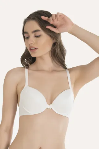 Sutien push-up half cup cu bureți detașabili, Alb