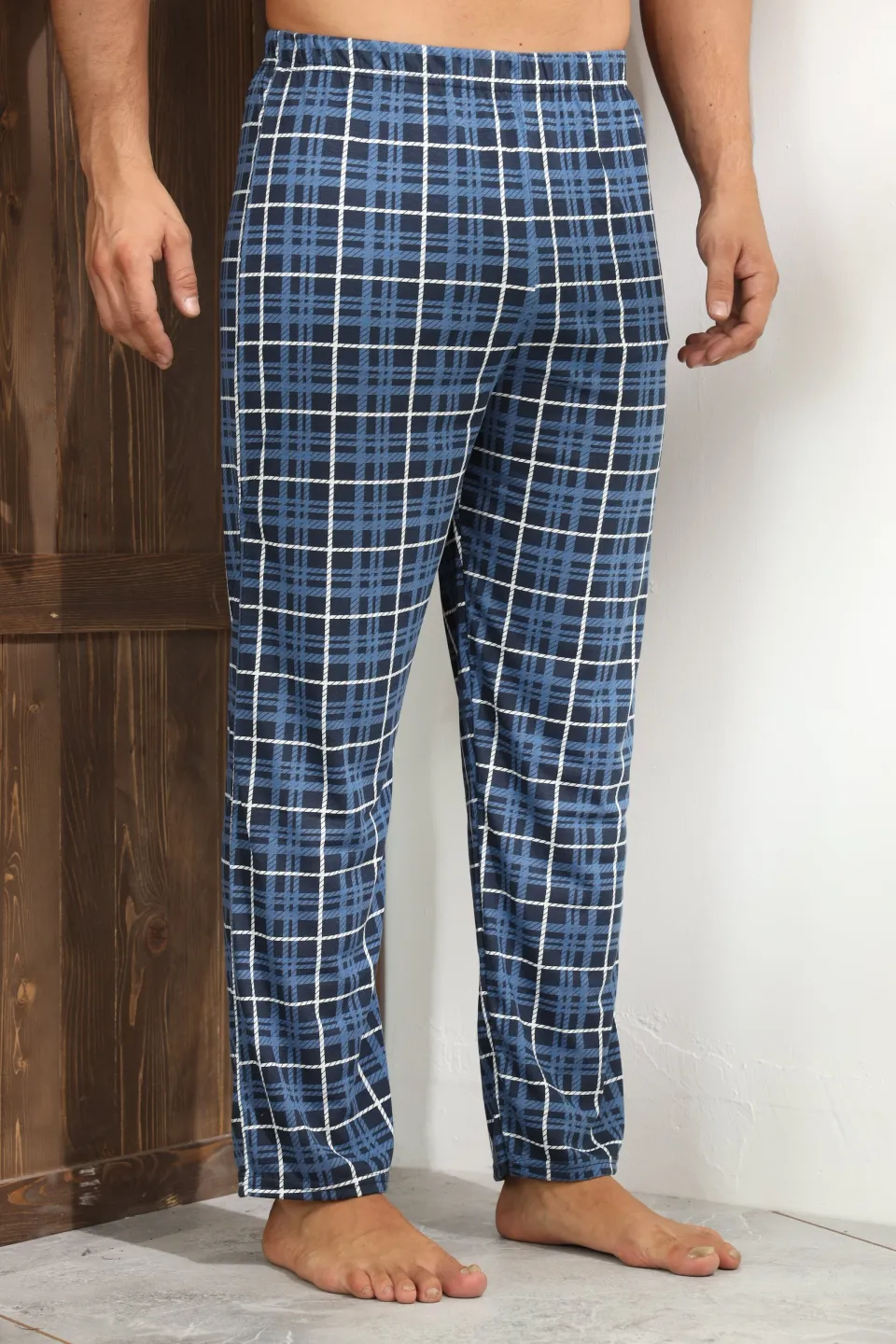 Pantalon pijama bărbați – design clasic bleumarin, confort sporit,M - 3