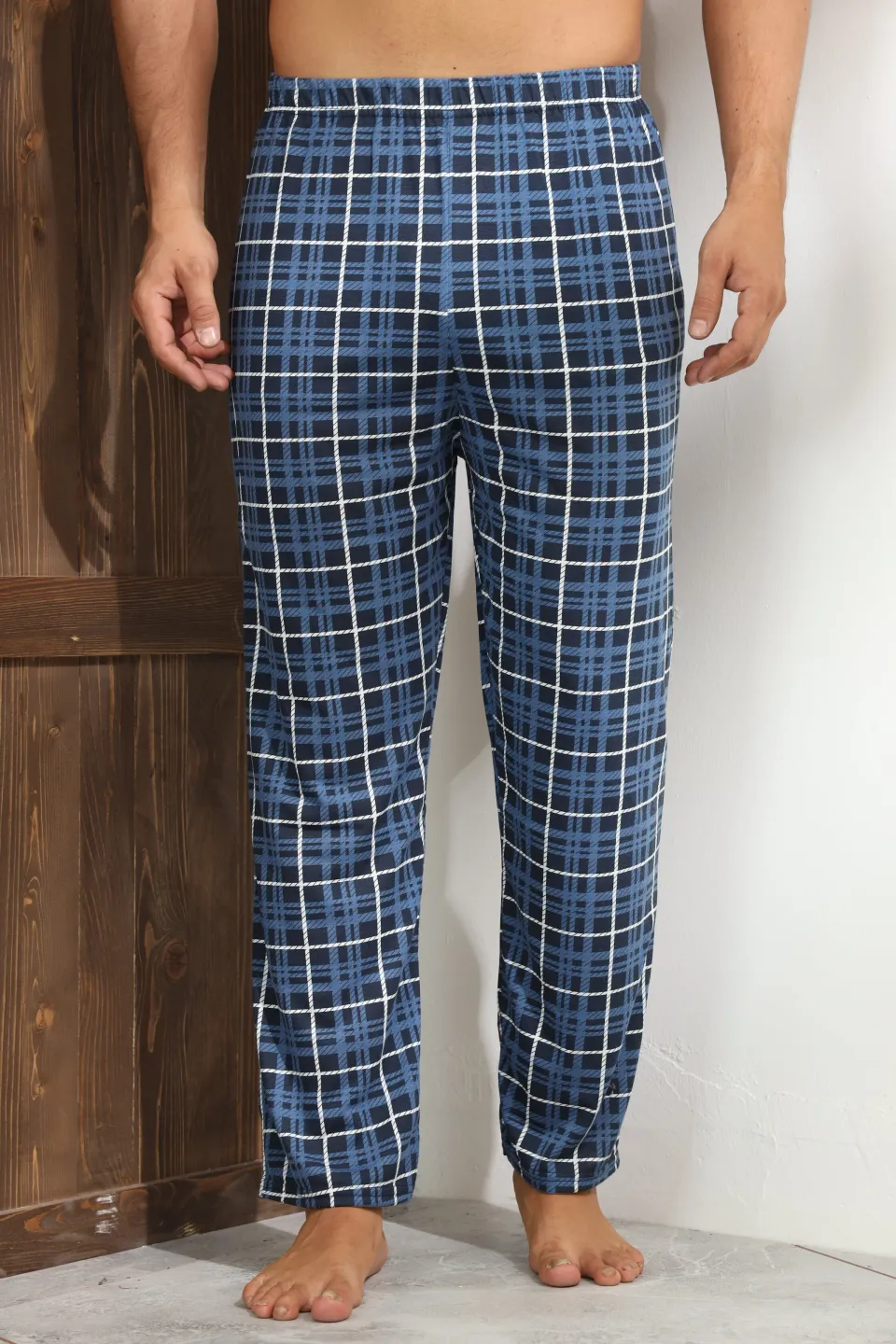 Pantalon pijama bărbați – design clasic bleumarin, confort sporit,M - 4