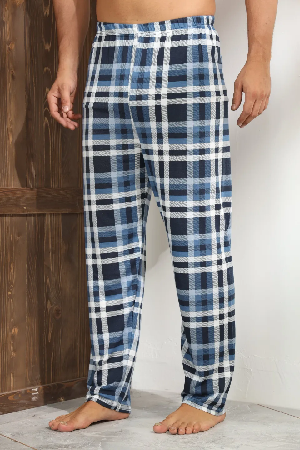 Pantalon pijama bărbați – design lejer și relaxant, model clasic albastru închis,M - 4
