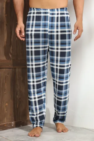 Pantalon pijama bărbați – design lejer și relaxant, model clasic albastru închis,M