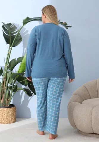 Pijama Femei Mărime Mare – Pretty Girl, Albastru Închis, Bumbac 100%, 2XL hover