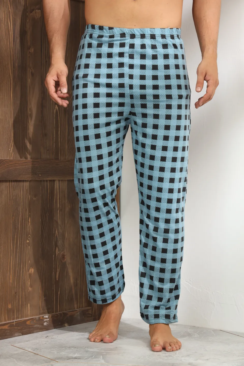 Pantalon bărbat print pătrat – stil casual pentru zi și noapte,M - 1