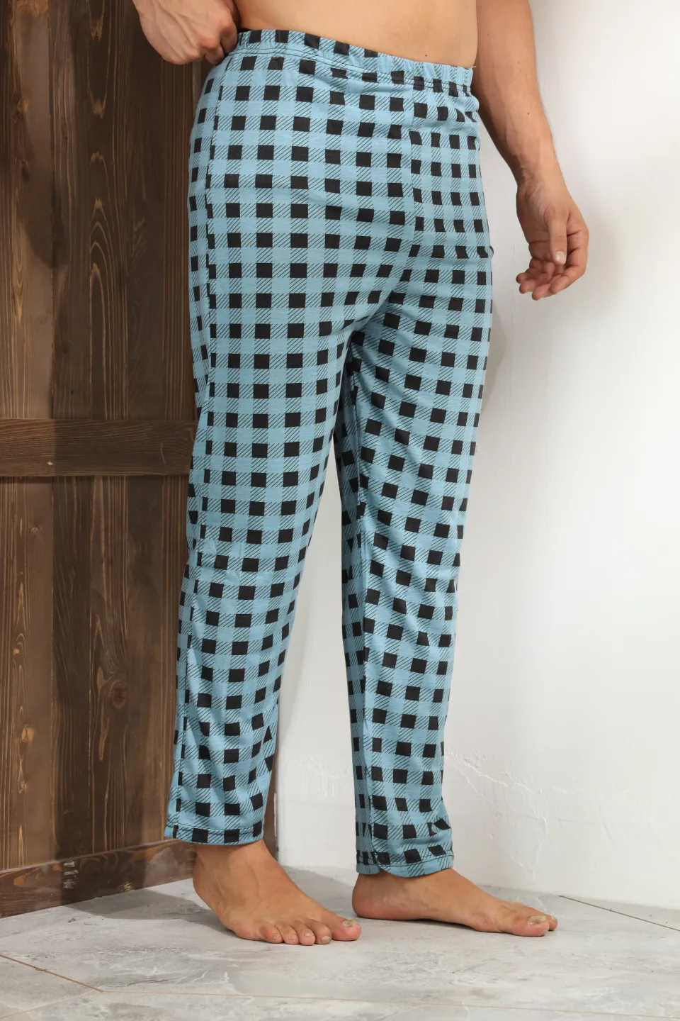 Pantalon bărbat print pătrat – stil casual pentru zi și noapte,M - 3