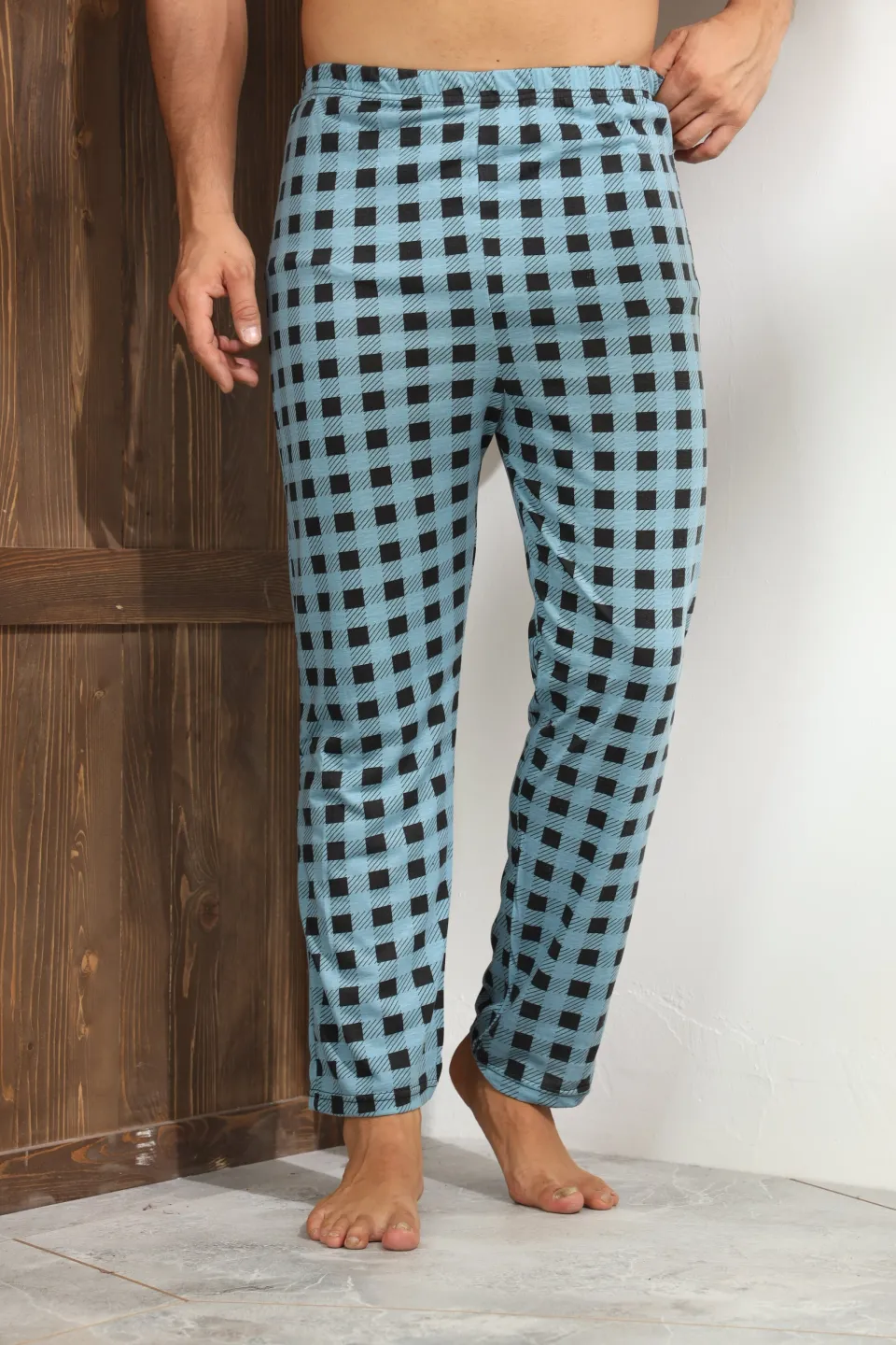 Pantalon bărbat print pătrat – stil casual pentru zi și noapte,M - 4