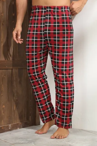 Pantalon pijama bărbați – design clasic roșu, confort și stil,M