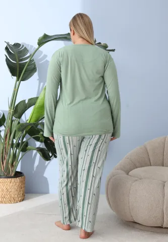 Pijama Femei Mărime Mare Verde – Awesome Print, Bumbac Natural, 2XL hover