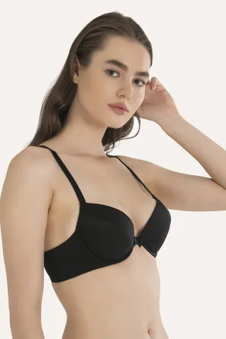 Sutien push-up half cup cu bureți detașabili, Negru hover
