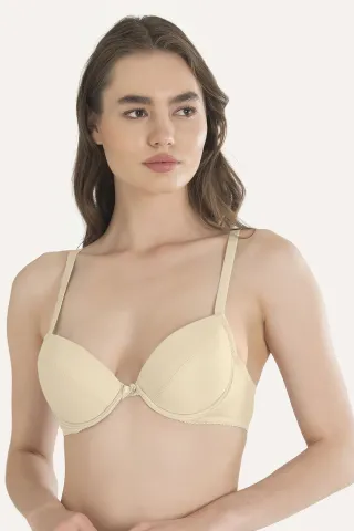 Sutien push-up half cup cu bureți detașabili, Bej