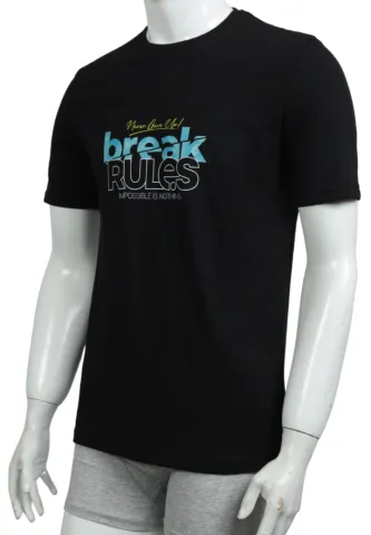 Tricou negru Break Rules – bărbat, casual modern