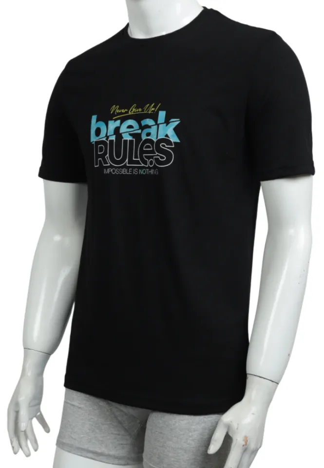 Tricou negru Break Rules – bărbat, casual modern