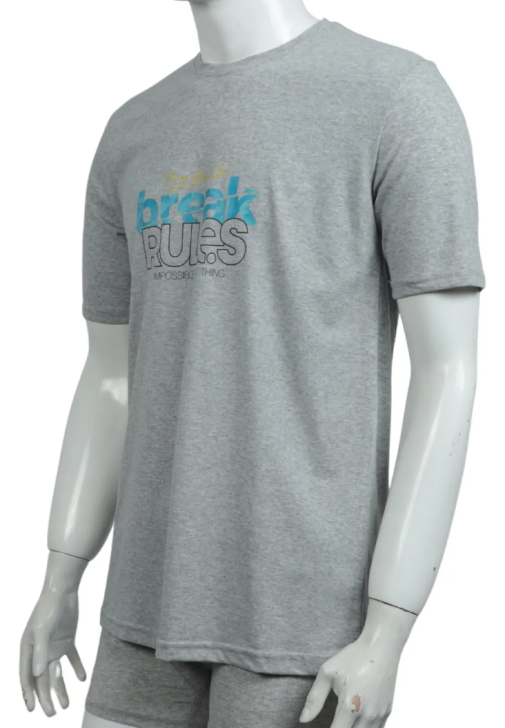 Tricou gri Break Rules – bărbat, casual modern - 1