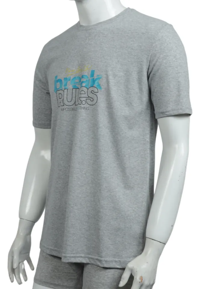 Tricou gri Break Rules – bărbat, casual modern