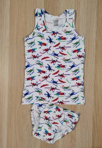 Set copii băieți, bumbac colorat – maiou și chilot