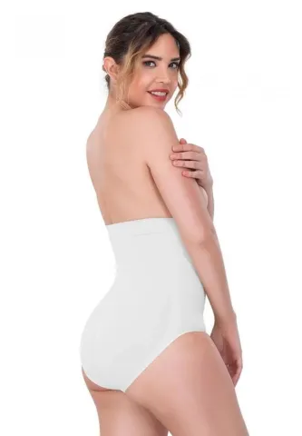 Corset Modelator cu Bandă Adezivă și Chilot cu Talie Înaltă – Alb hover