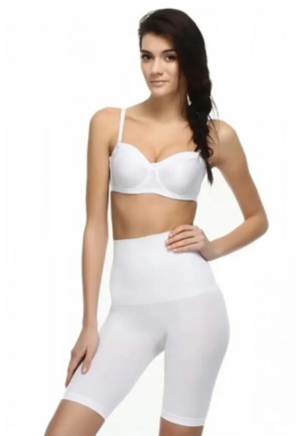 Corset cu Talie Înaltă și Bandă de Silicon Modelatoare – Alb - 1