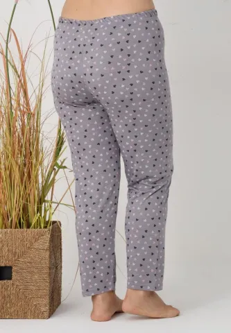 Pantalon damă gri cu inimioare, Big Size hover