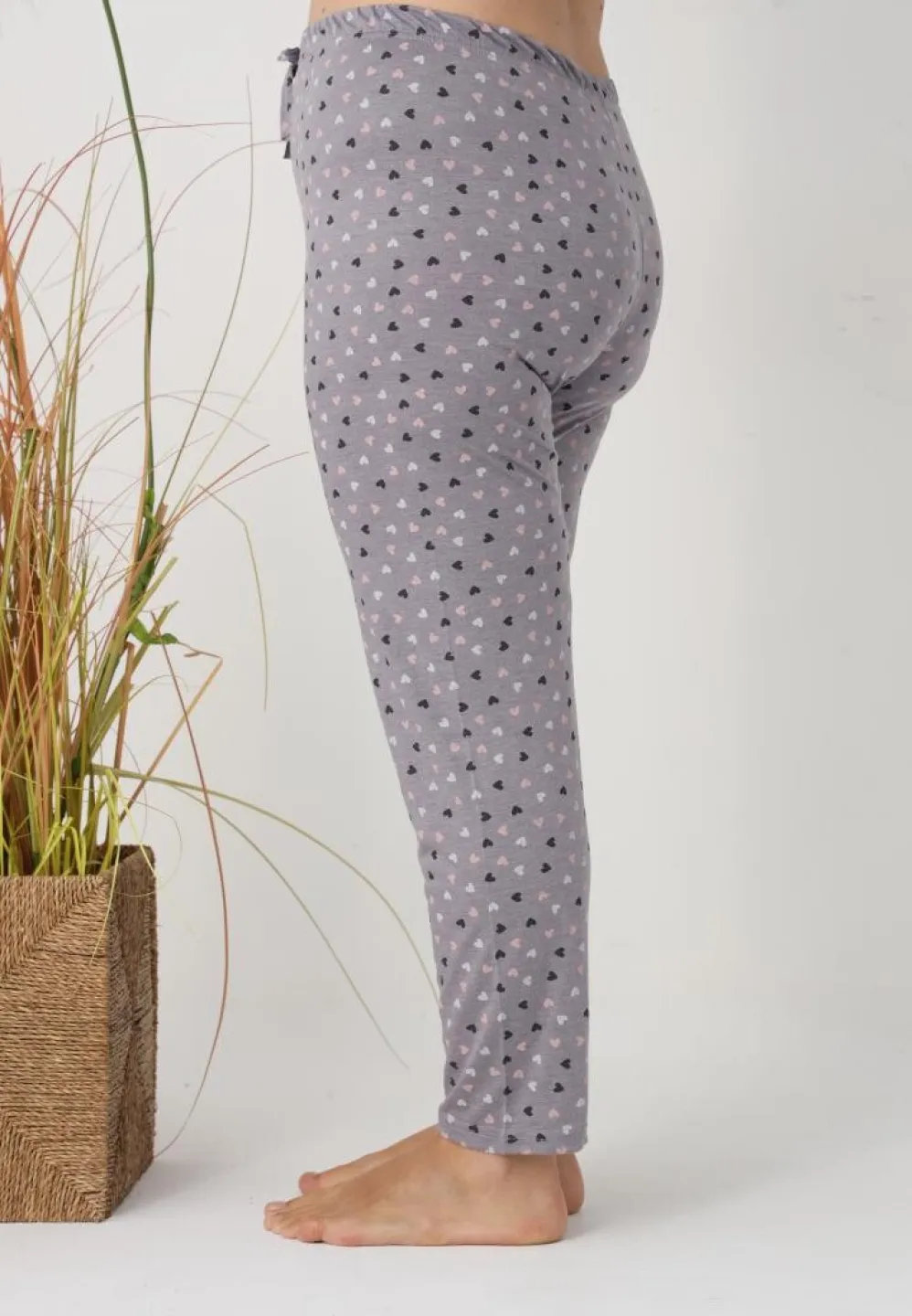 Pantalon damă gri cu inimioare, Big Size - 4
