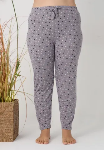Pantalon damă gri cu inimioare, Big Size