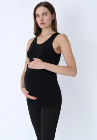 Maiou gravide damă, confortabil din Modal negru