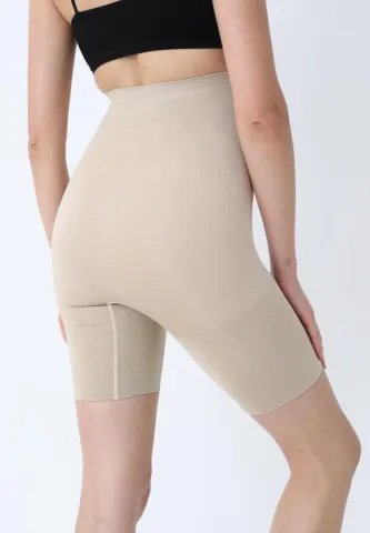 Burtieră scurtă modelatoare, talie înaltă, bej hover